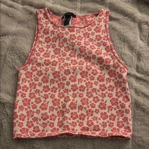 Forever 21 Pink Sleeveless Crop Tank Top with Crew Neck and Boxy Style